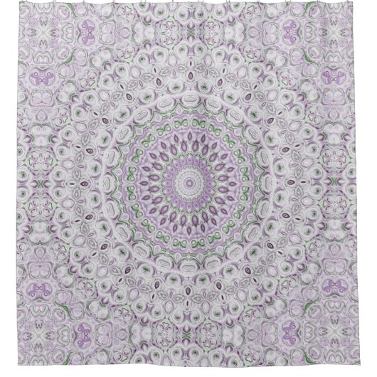 Lavendel en Groen Mandala Patroonontwerp Douchegordijn (Voorkant)