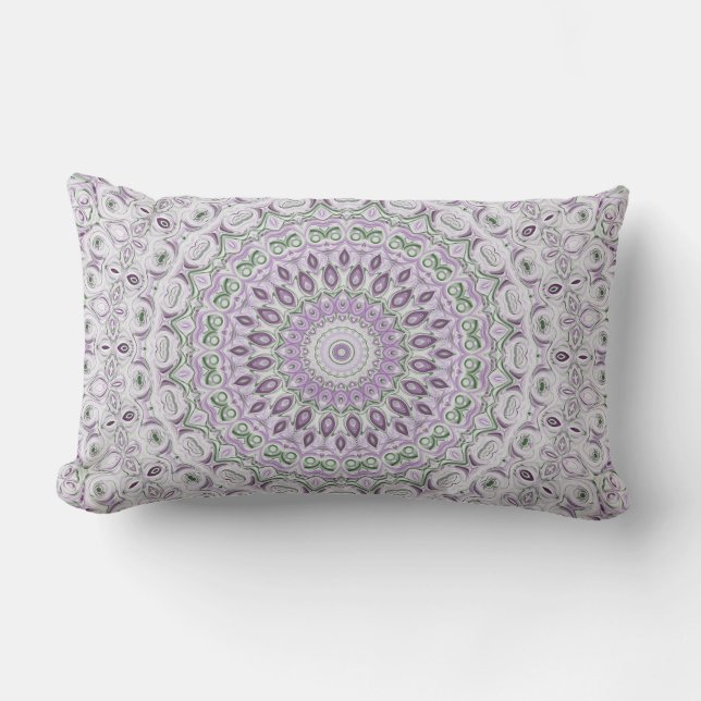 Lavendel en Groen Mandala Patroonontwerp Kussen (Voorkant)