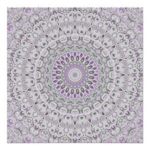 Lavendel en Groen Mandala Patroonontwerp Perfect Poster
