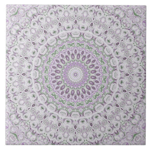 Lavendel en Groen Mandala Patroonontwerp Tegeltje
