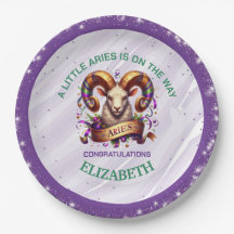 Lavendel en groene Aries Zodiac babyshower