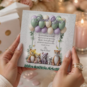 Lavendel en groene baby shower platte bedankkaart
