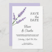 Lavendel en groene bloem Save The Date Kaart (Voorkant / Achterkant)