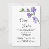 Lavendel en groene bloemen huwelijksuitnodiging kaart (Voorkant)
