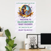Lavendel en groene Boogschutter Zodiac Baby Shower Poster (Thuiskantoor)