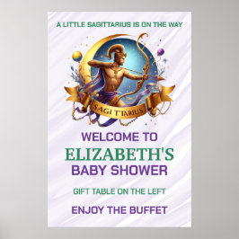 Lavendel en groene Boogschutter Zodiac Baby Shower Poster