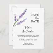 Lavendel en groene Briefkaarten Save the Date Kaar (Voorkant / Achterkant)