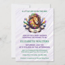 Lavendel en groene Leeuw Zodiac Baby Shower