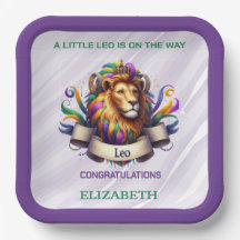 Lavendel en groene Leeuw Zodiac Baby Shower