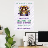 Lavendel en groene Libra sterrenbeeld babyshower Poster (Thuiskantoor)
