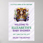 Lavendel en groene Libra sterrenbeeld babyshower Poster (Voorkant)