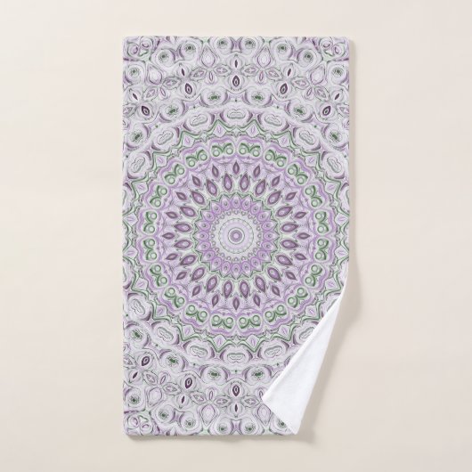 Lavendel en groene mandala patroon ontwerp bad handdoek (Handdoek)