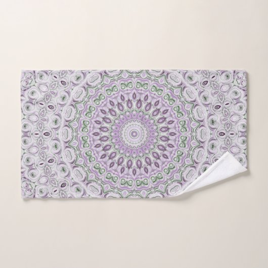 Lavendel en groene mandala patroon ontwerp bad handdoek (Handdoek)