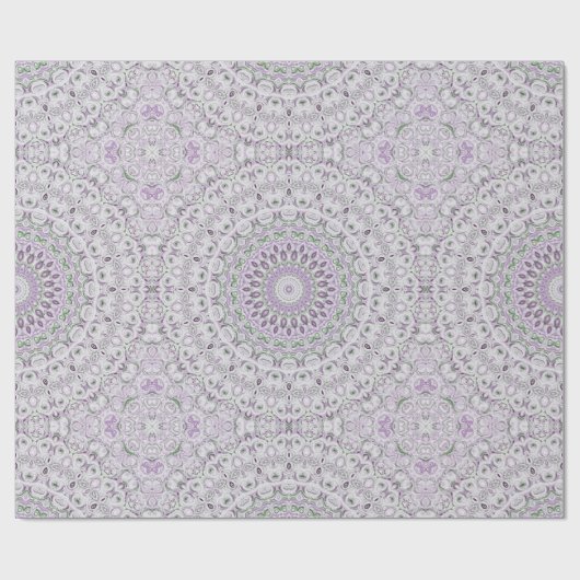 Lavendel en groene mandala patroon ontwerp cadeaupapier (Vlak)