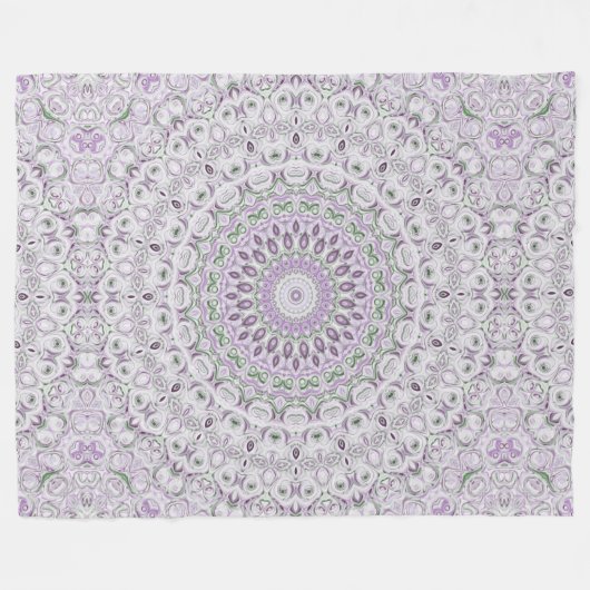 Lavendel en groene mandala patroon ontwerp fleece deken (Voorkant (Horizontaal))