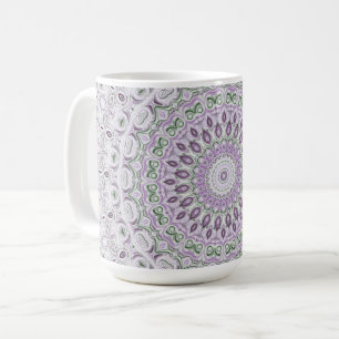 Lavendel en groene mandala patroon ontwerp koffiemok
