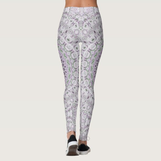 Lavendel en groene mandala patroon ontwerp leggings (Achterkant)