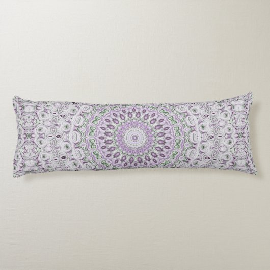 Lavendel en groene mandala patroon ontwerp lichaamskussen (Achterkant)