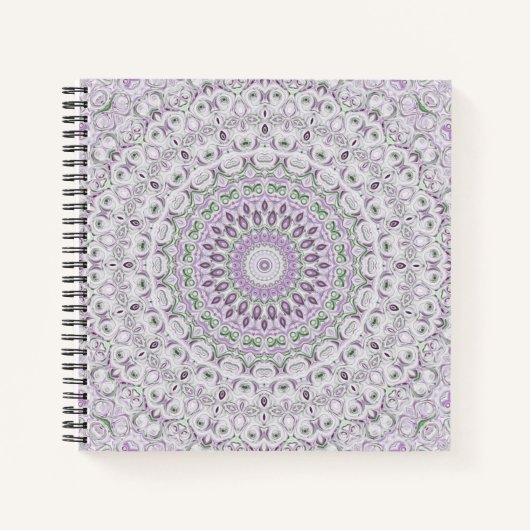 Lavendel en groene mandala patroon ontwerp notitieboek (Voorkant)