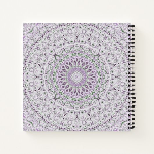 Lavendel en groene mandala patroon ontwerp notitieboek (Achterkant)