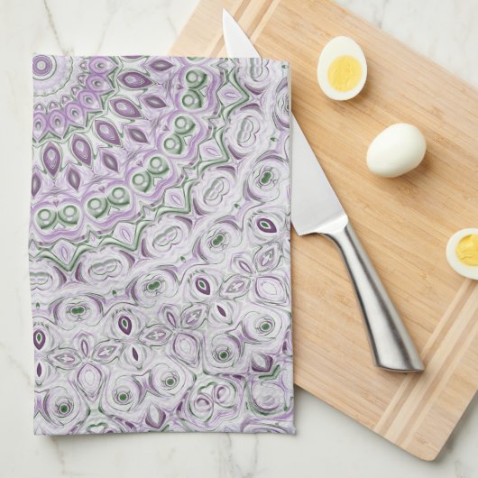 Lavendel en groene mandala patroon ontwerp theedoek (Quarter Fold)