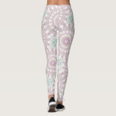 Lavendel en groene pastel Mandala patroon ontwerp Leggings (Achterkant)