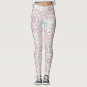 Lavendel en groene pastel Mandala patroon ontwerp Leggings (Voorkant)