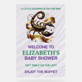 Lavendel en groene Schorpioen Zodiac Baby Shower Acryl Bord