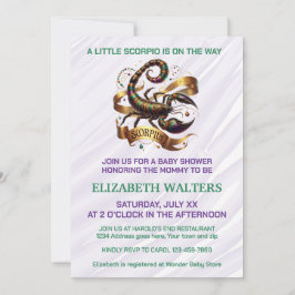 Lavendel en groene Schorpioen Zodiac Baby Shower Kaart