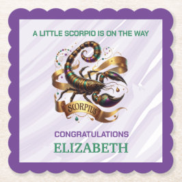 Lavendel en groene Schorpioen Zodiac Baby Shower Kartonnen Onderzetters