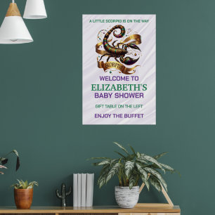 Lavendel en groene Schorpioen Zodiac baby shower Poster
