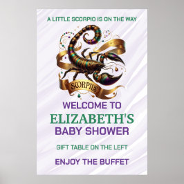 Lavendel en groene Schorpioen Zodiac baby shower Poster