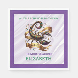 Lavendel en groene Schorpioen Zodiac Baby Shower Servet