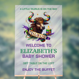 Lavendel en Groene Stier Zodiac Baby Shower Acryl Bord