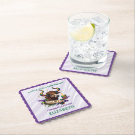 Lavendel en Groene Stier Zodiac Baby Shower Kartonnen Onderzetters