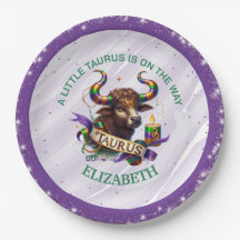 Lavendel en groene Stier Zodiac babyfeestje