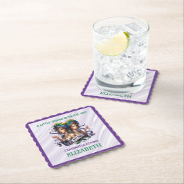 Lavendel en groene Tweeling Zodiac Baby Shower Kartonnen Onderzetters