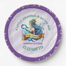 Lavendel en groene Waterman Zodiac baby shower