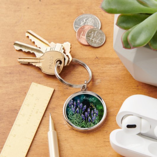 Lavendel en hommel beschilderd met waterverven sleutelhanger (Bureau)