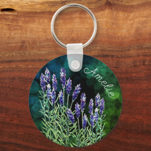 Lavendel en hommel beschilderd met waterverven sleutelhanger