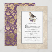 Lavendel en Ivoor  Quinceañera Kaart (Voorkant / Achterkant)