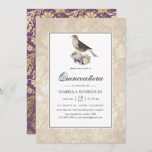 Lavendel en Ivoor  Quinceañera Kaart