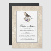 Lavendel en Ivoor Quinceañera Magnetische Uitnodiging (Voorkant / Achterkant)