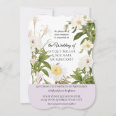 Lavendel en Ivoor Roos w Blad Bladgroen Bruiloft Kaart (Voorkant)