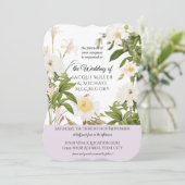 Lavendel en Ivoor Roos w Blad Bladgroen Bruiloft Kaart (Staand voorkant)