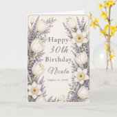 Lavendel en Ivoren Verjaardag Kaart (Gele Bloem)