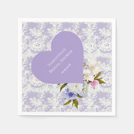 Lavendel en Kant Bruidsdouche Servet (Voorkant)