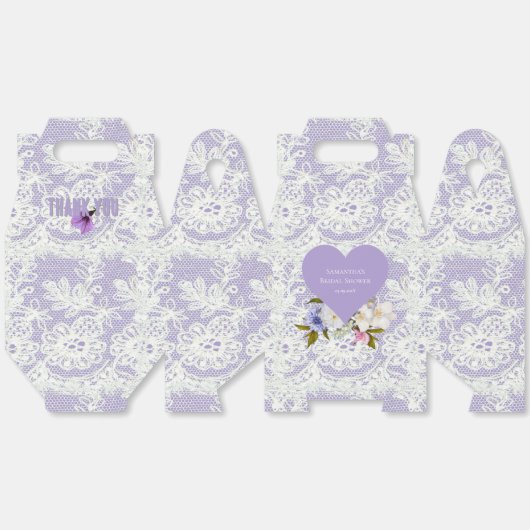 Lavendel en Kant Bruidsfeest Bedankdoosjes (Ongevouwen)