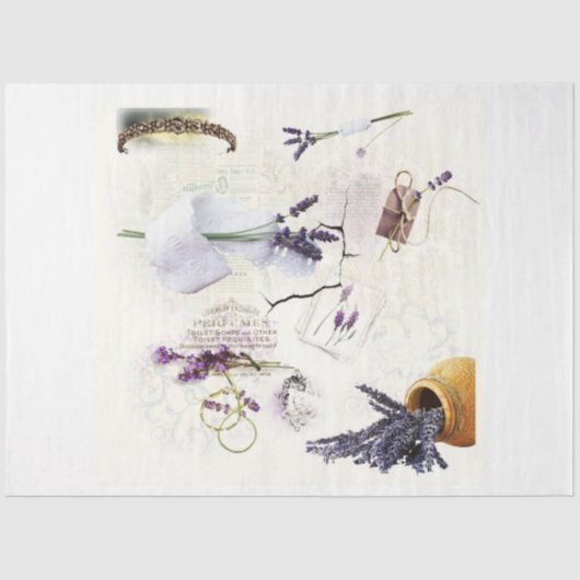 Lavendel en kant decoupage papier (Voorkant)