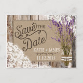 Lavendel en kant rustieke houten planken opslaan d aankondigingskaart (Voorkant)